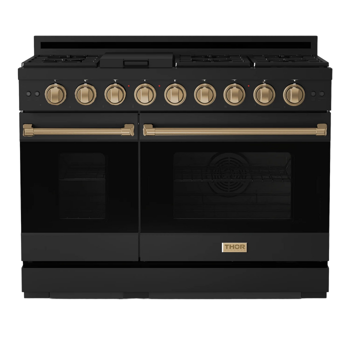 Gordon Ramsay by THOR Kitchen 48"Professional Propane Gas Range, Matte Black, Bronze, RSG48EBLP-BRZ