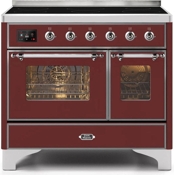 ILVE Majestic II 40" Induction Range Burgundy Chrome Trim UMDI10NS3BUC