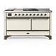 ILVE Majestic III 60" Dual Fuel Range, Antique White, Burnished Trim UM60FSQNR3AWB