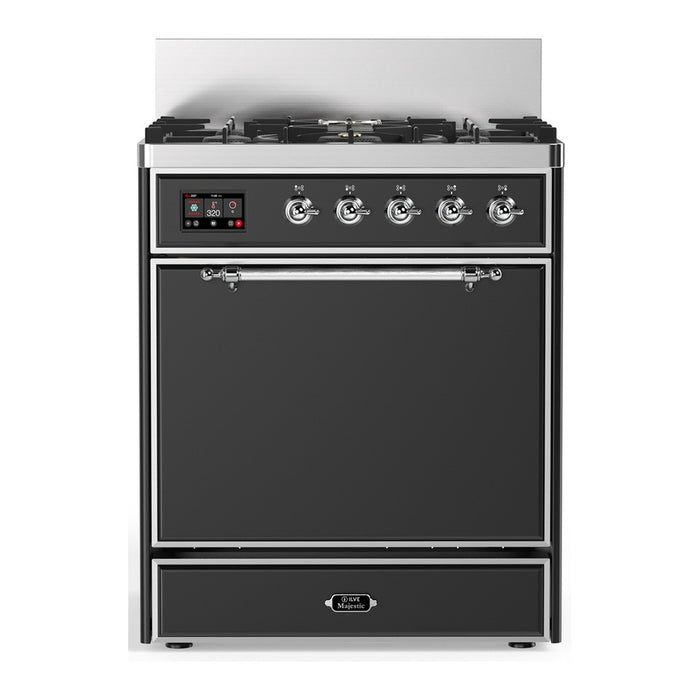 ILVE Majestic III 30" Dual Fuel Range, Matte Graphite Chrome Trim UM30QNR3MGC