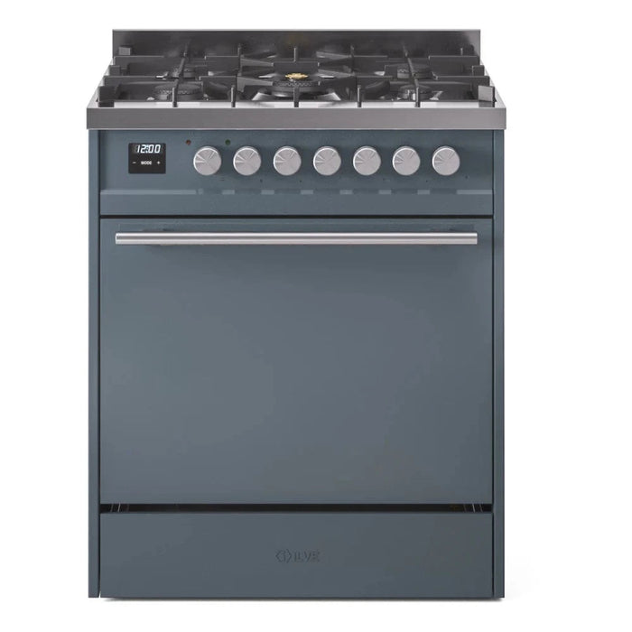 ILVE 30"Professional Plus Dual Fuel Range, Blue Grey UP30QMPBG