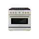 ZLINE Autograph Ed. 36" Paramount Dual Fuel Range, 6 Burner Gas Cooktop, Electric Convection Oven, Stainless Steel, Helix Handle and Knob SDRZ-36-KCB
