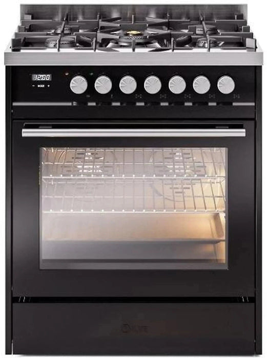 ILVE 30"Professional Plus Liquid Propane Dual Fuel Range, Glossy Black UP30WMPBKLP