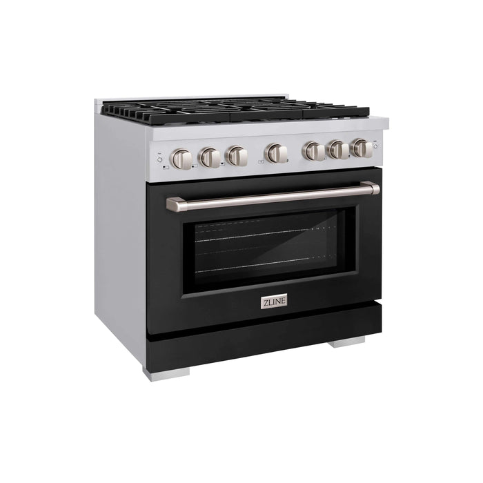 ZLINE 36"Paramount Dual Fuel Range Stainless Steel, Black Matte, SDR-BLM-36