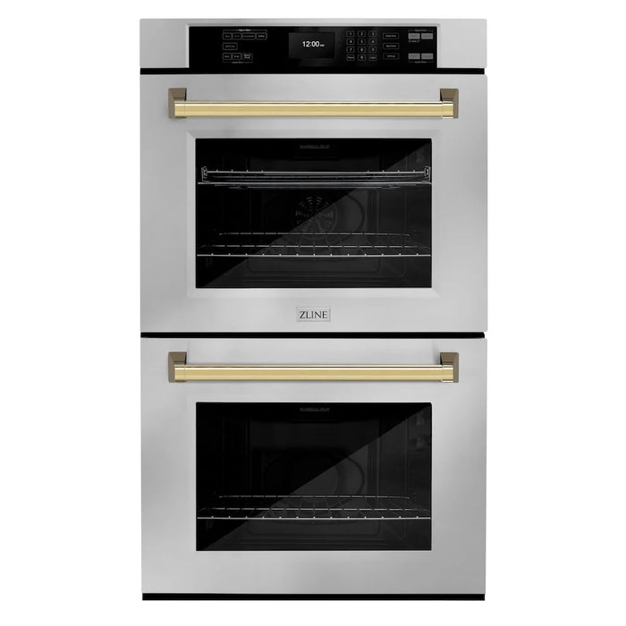 ZLINE 30"Professional True Convection Double Wall Oven, Air Fry, Self Clean, Stainless Steel, Gold WADZ-30-G