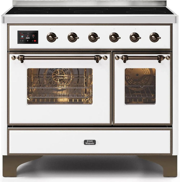 ILVE Majestic II 40" Induction Range White Bronze Trim UMDI10NS3WHB