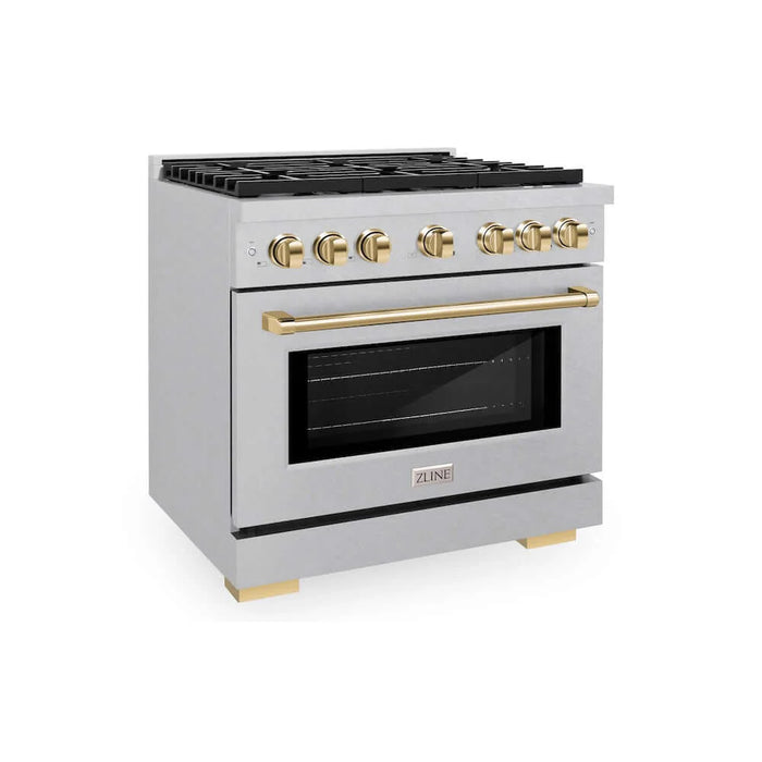 ZLINE 36"Gas Range, Convection Gas Oven, DuraSnow® Gold, SGRSZ-36-G