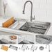 Forno ACQUA 33". Drop-In/Undermount 3-Level Workstation Sink with Faucet D-WP30 - Front View