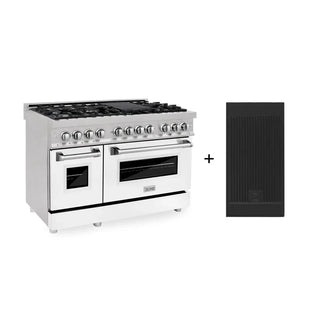 ZLINE 48" Dual Fuel Range Snow Stainless, White Matte Door, Griddle RAS-WM-GR-48