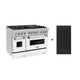 ZLINE 48" Dual Fuel Range Snow Stainless, White Matte Door, Griddle RAS-WM-GR-48