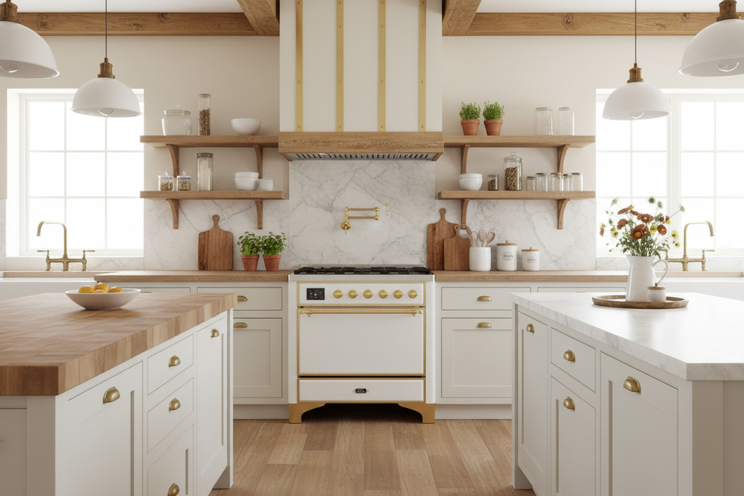 ILVE Majestic II 36" Induction Range White Brass Trim UMI09QNS3WHG