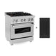 ZLINE 30" Dual Fuel Range, DuraSnow, Stainless, Brass Burners, Griddle RAS-SN-BR-GR-30