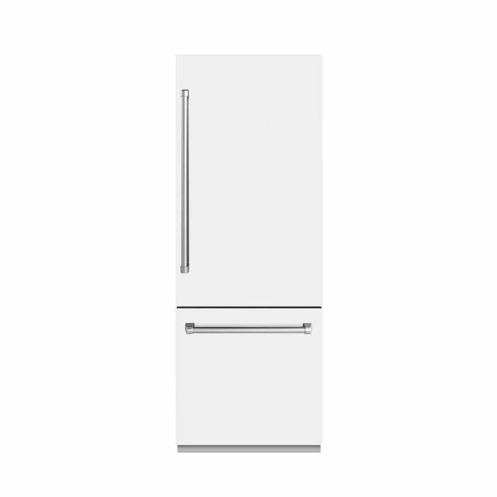ZLINE 30" Panel Ready Built-In Bottom Freezer Refrigerator,Water Dispenser, Ice Maker, White Matte, Graphite Gray, GRBIV-WM-30
