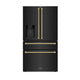 ZLINE Autograph Ed. 36" Counter-Depth French Door Refrigerator, Water, Ice Maker, Fingerprint-Resistant Black SS, Helix Handles RFMZ-W-36-BS-KG