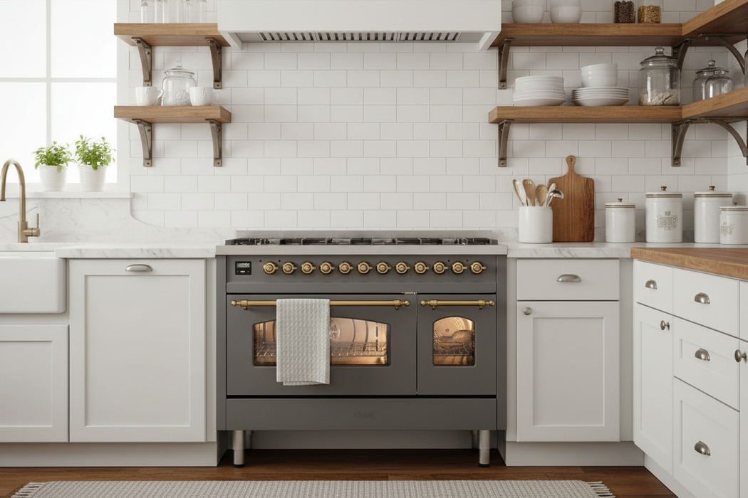 ILVE Nostalgie II Limited Edition 48" Liquid Propane Dual Fuel Range Matte Graphite UP488NMPMGGLP