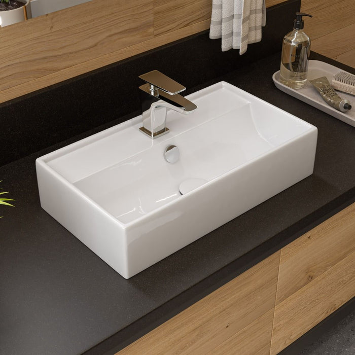 ALFI brand White 22" Rectangular Wall Mounted Ceramic Sink, Faucet Hole ABC122