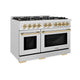 ZLINE 48" Select Gas Range Convection Gas Oven DuraSnow® Stainless Steel Polished Gold HGRSZ-48-G