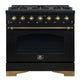 Forno Antico 36" Dual Fuel Range 6 Burner Elec. Oven Black Ant. Brass — FFSGS6113-36BLK