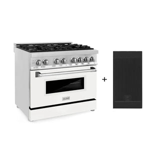 ZLINE 36" Professional Dual Fuel Range, White Matte Door, Griddle RA-WM-GR-36