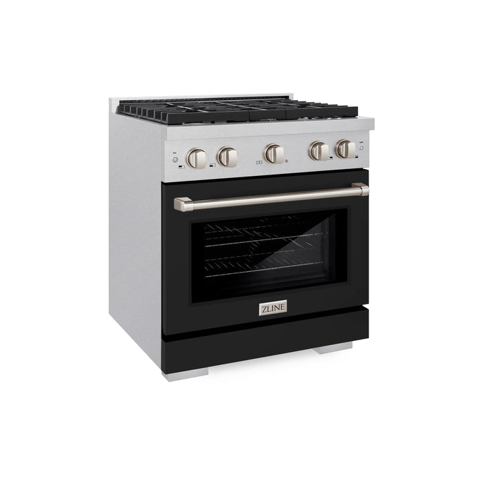 ZLINE 30"Gas Range, Convection Gas Oven, DuraSnow® Black Matte, SGRS-BLM-30