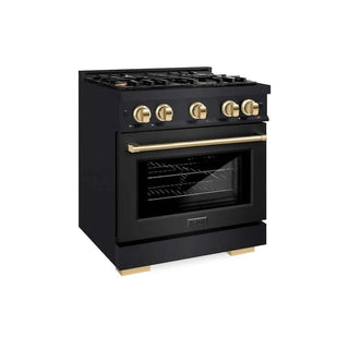 ZLINE 30" Select Gas Range Convection Gas Oven Black Stainless Steel Gold HGRBZ-30-G