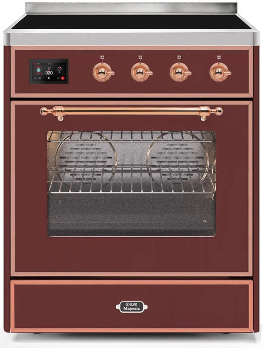 ILVE Majestic II 30" Induction Range, Burgundy, Copper Trim UMI30NE3BUP