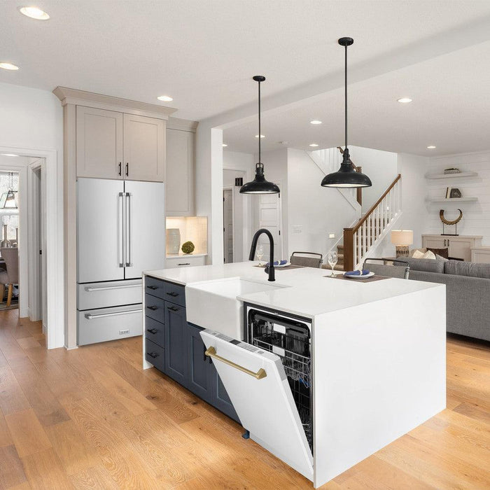 ZLINE Autograph 24" Dishwasher, White Door, Bronze DWMTZ-WM-24-CB