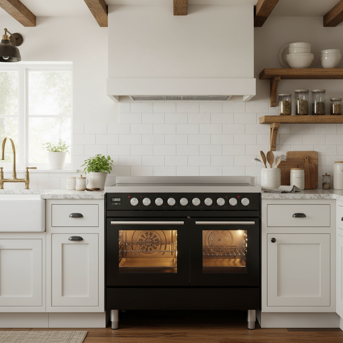 ILVE 40"Professional Plus Induction Range, Glossy Black UPDI406WMPBK