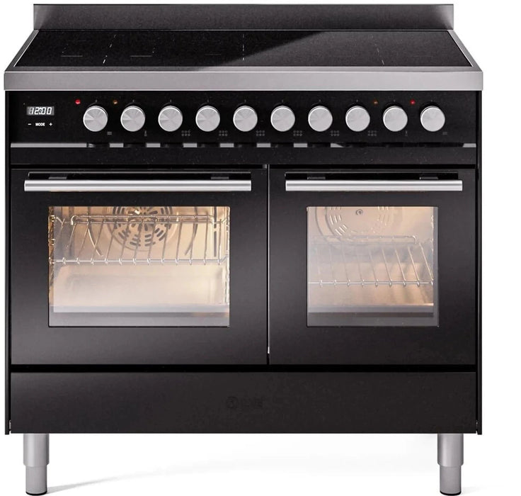 ILVE 40"Professional Plus Induction Range, Glossy Black UPDI406WMPBK