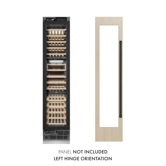 ZLINE 18" Triple Zone 68 Bottle Panel Ready Column Left Hinge Wine Cooler Matte Black RBCWVLZ-18-MB