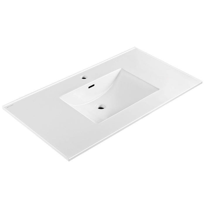 Whitehaus 43" Countertop Vanity Sink, Rect Bowl Single Faucet, Overflow WHCS4322-1H