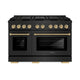 ZLINE Autograph Edition 48" Paramount Gas Range, Cooktop, Gas Convection Oven, Black Stainless Steel, Helix Handle SGRBZ-48-KCB