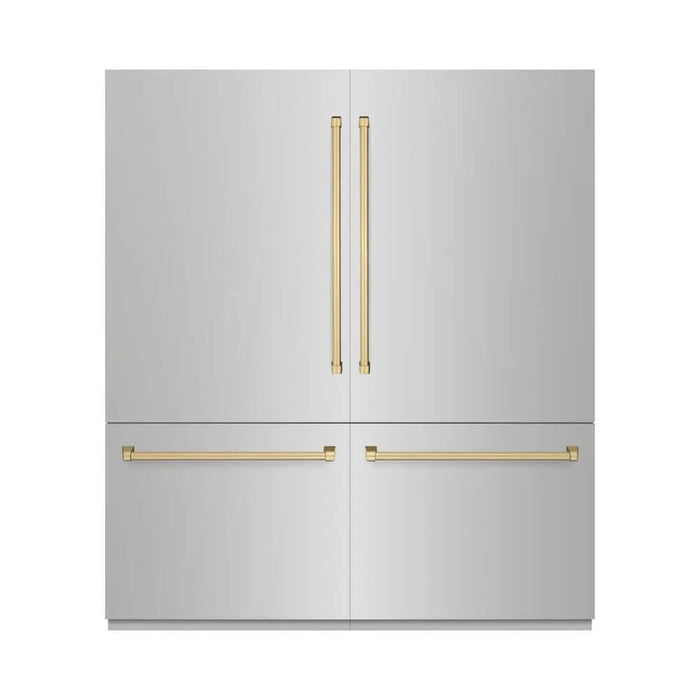 ZLINE 72" Built-In Bottom Freezer Refrigerator,Water Dispenser, Ice Maker, Champagne Bronze RBITZ-304-72CB