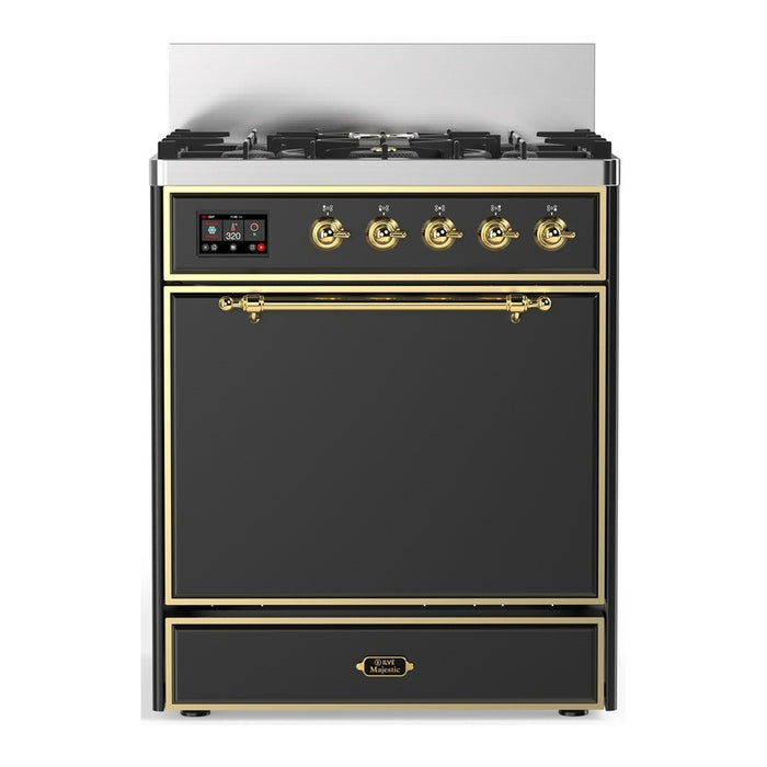 ILVE Majestic III 30" Dual Fuel Range, Matte Graphite Brass Trim UM30QNR3MGG