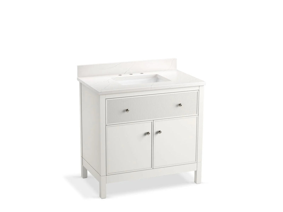 KOHLER Malin by Studio McGee 36" bathroom vanity cabinet, sinks, quartz top K-35020