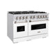 ZLINE 48"Classic Gas Range, Convection Gas Oven, Stainless Steel, White Matte Door CGR-WM-48