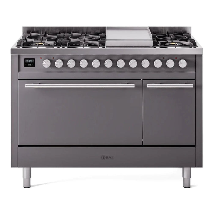 ILVE 48"Professional Plus Dual Fuel Range, Matte Graphite UP48FQMPMG