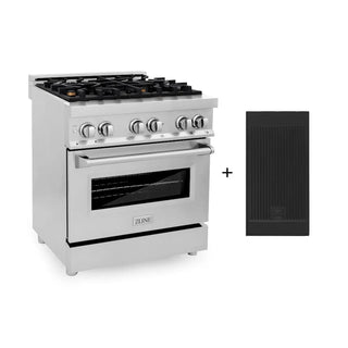 ZLINE 30" Dual Fuel Oven Range, Stainless Steel, Brass Burners, Griddle RA-BR-GR-30