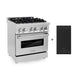 ZLINE 30" Dual Fuel Oven Range, Stainless Steel, Brass Burners, Griddle RA-BR-GR-30