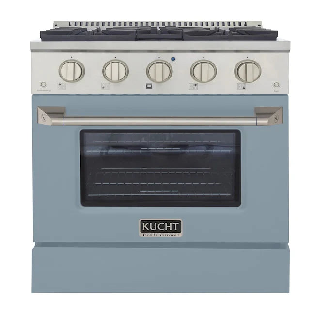 Kucht 30" Gas Range in Stainless Steel with Light Blue Oven Door, KNG301-LB