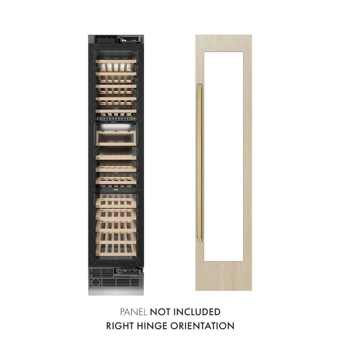 ZLINE 18" Triple Zone 68 Bottle Panel Ready Column Right Hinge Wine Cooler Polished Gold RBCWVRZ-18-G