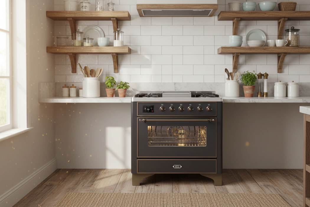 ILVE Majestic II 36" Dual Fuel Range Matte Graphite Bronze Trim UM09FDNS3MGB