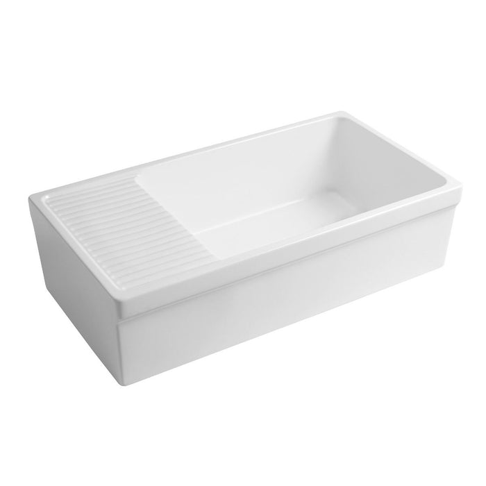 Whitehaus 36" Farmhouse Quatro Alcove Large Fireclay Kitchen Sink WHQD540-M
