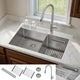 FORNO ACQUA 33" Drop-In/Undermount Stainless Steel Sink Retractable Faucet Waterfall H-ZN30
