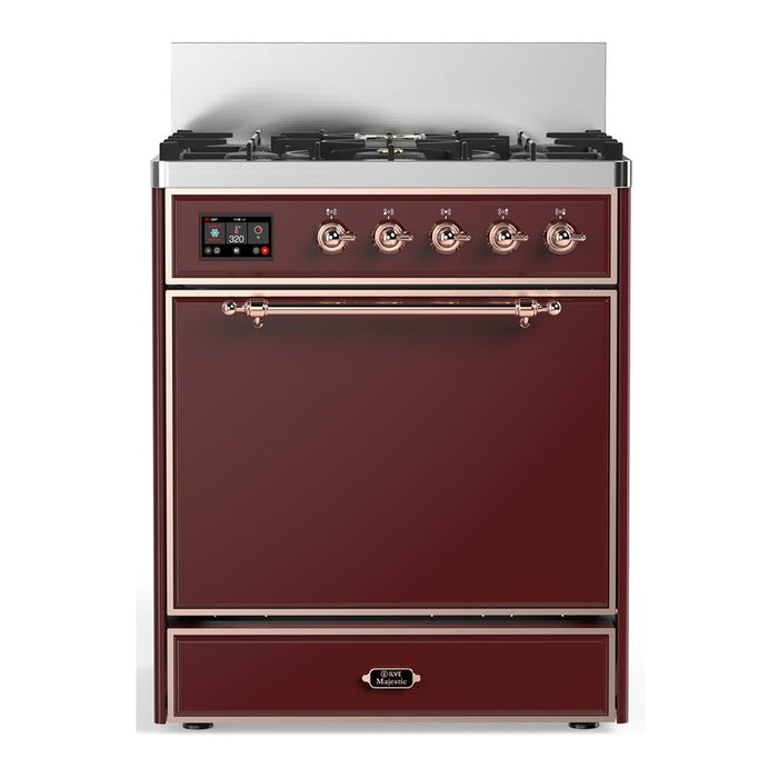 ILVE Majestic III 30" Dual Fuel Range Burgundy Copper Trim UM30QNR3BUP
