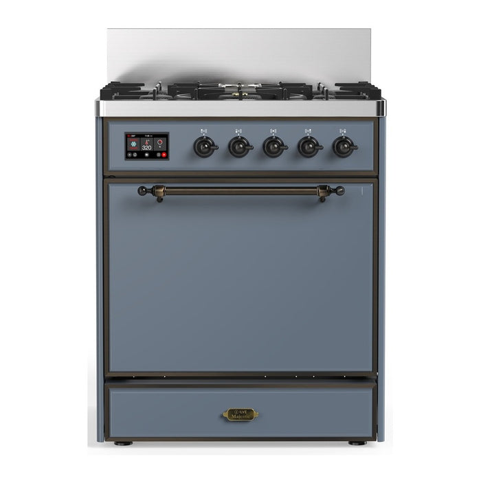 ILVE Majestic III 30" Dual Fuel Range, Blue Grey Burnished Trim UM30QNR3BGB