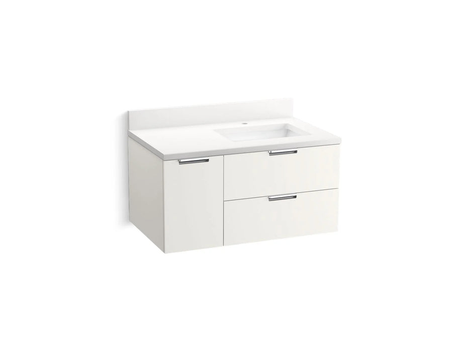 KOHLER Maxstow 36" wall-hung bathroom vanity cabinet, sink, quartz top K-34655