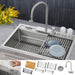 Forno ACQUA 33" Drop-In/Undermount MultiSINK Workstation Sink, Waterfall Faucet, Glass Rinser E-XP31 - Front View