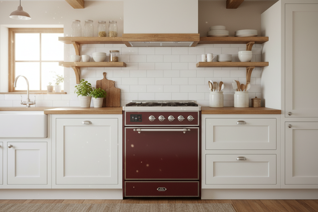 ILVE Majestic II 30" Induction Range Burgundy Chrome Trim UMI30QNE3BUC