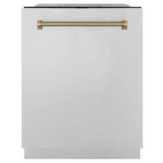 ZLINE Autograph Edition 24" Monument Series Dishwasher, Stainless Steel, Helix Handle DWMTZ-30424-KCB